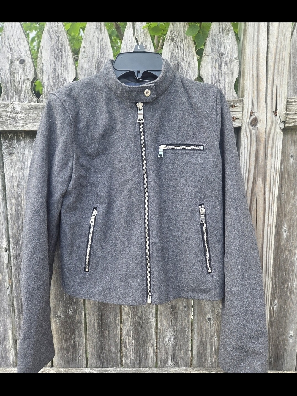 GAP Women's Charcoal Gray Moto-Style Wool Jacket